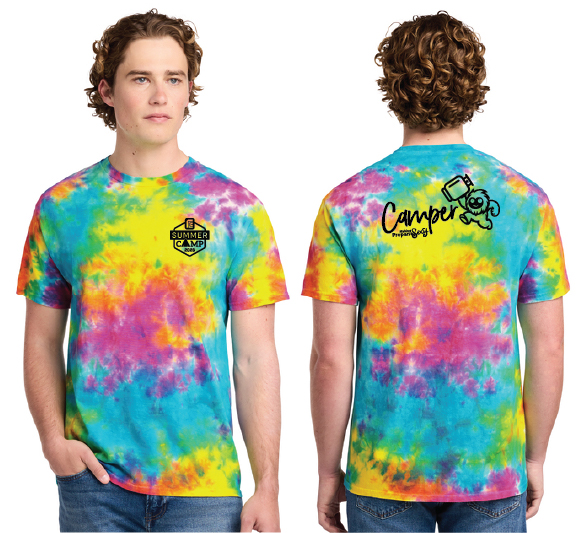 Mockup of Summer Camp 2026 tie dye tshirts